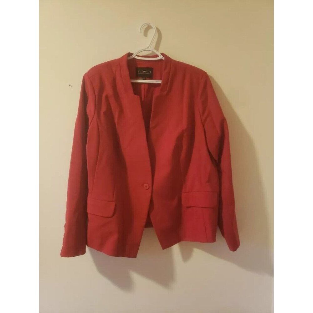 Eloquii Plus Size Red Long Sleeve Button Up Blaze… - image 1